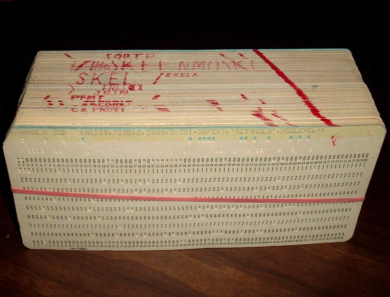 A stack of punched computer cards